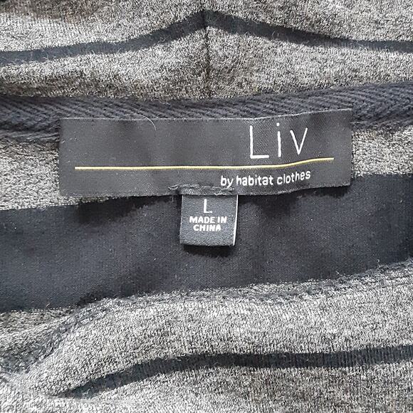 Liv By Habitat Clothes Cowl Neck Sweater Gray Stripe Oversized Women L Lagenlook - Picture 5 of 10